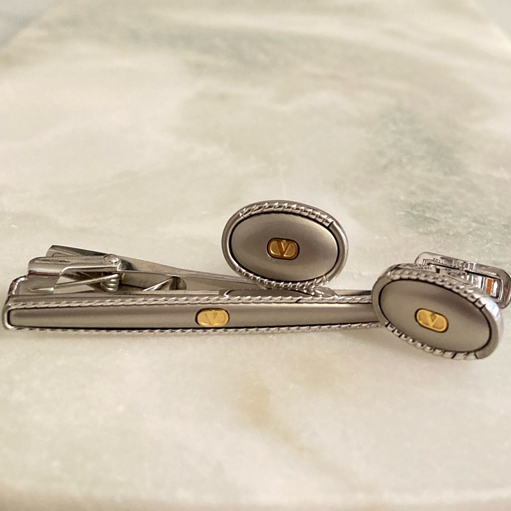 Valentino Cuff Links + Tie Clip Set